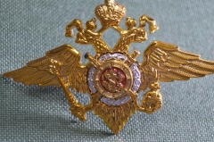 Знак, значок на винте. Двуглавый орел, герб Москвы. Пластик.