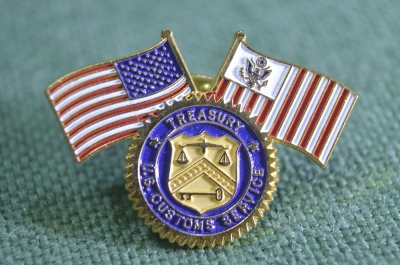 Знак, значок "US Customs Service Treasure". Таможня США. Цанга.