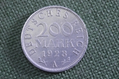 Монета 200 марок 1923 года. Веймар. Рейх. Германия.